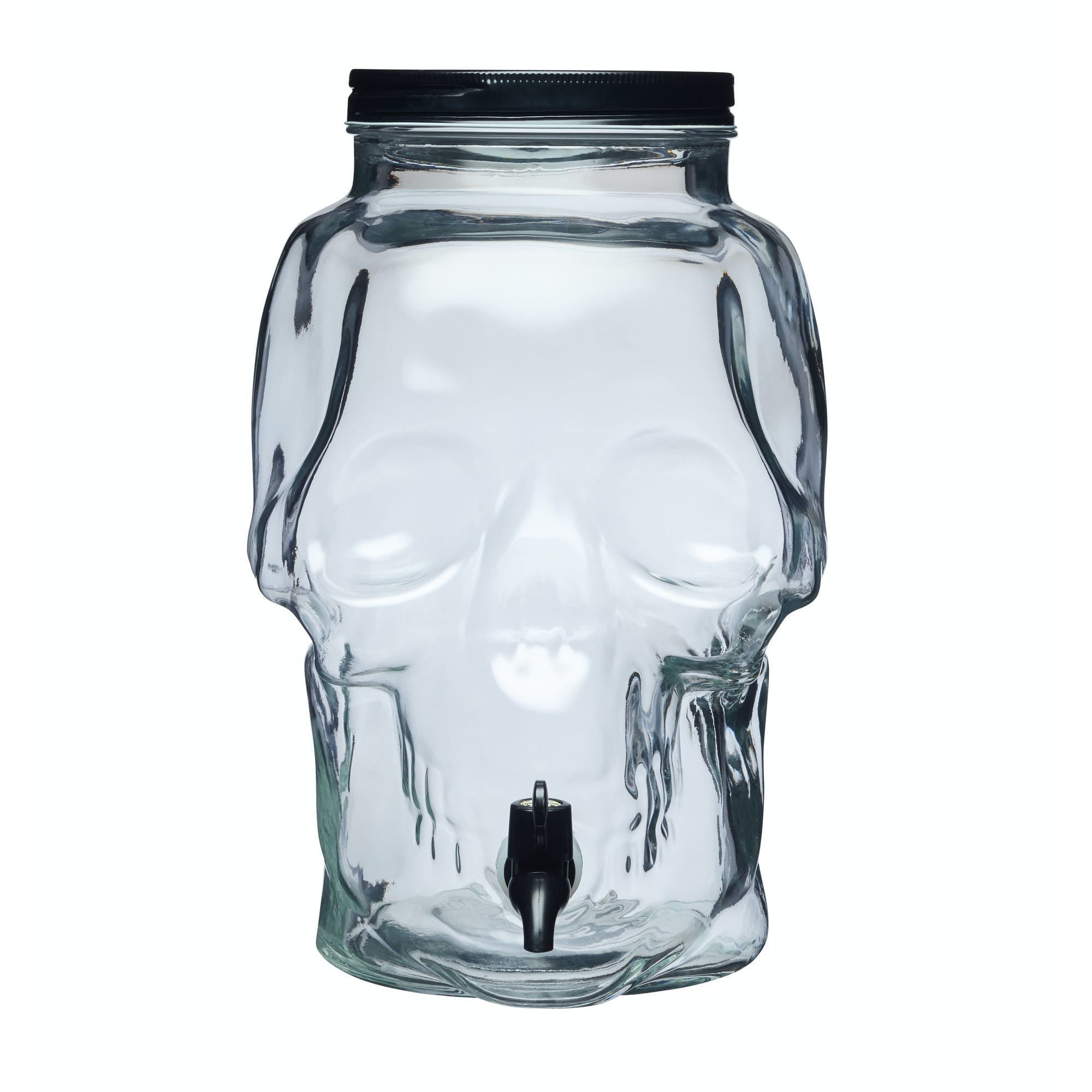 Spookily Does It Glass Skull Drinks Dispenser with Pouring Tap