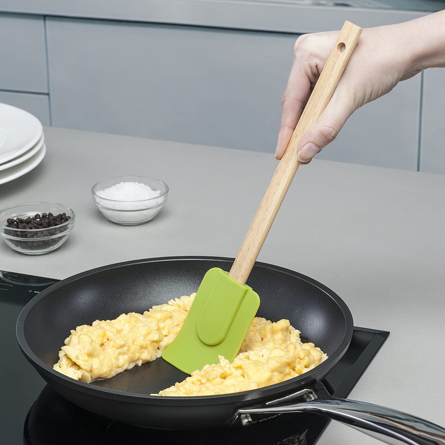Zeal Silicone Spatula, Wooden Handle