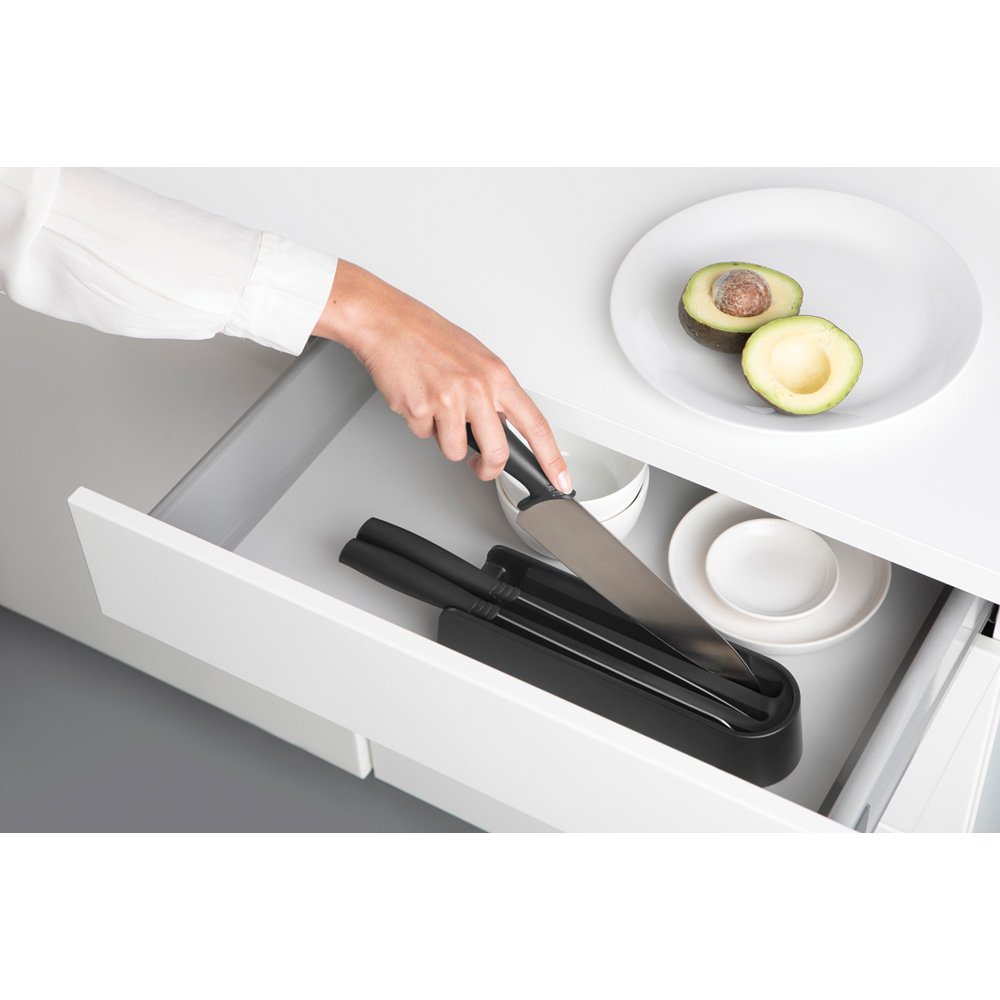Brabantia TASTY Drawer Knife Block & Knives Dark Grey