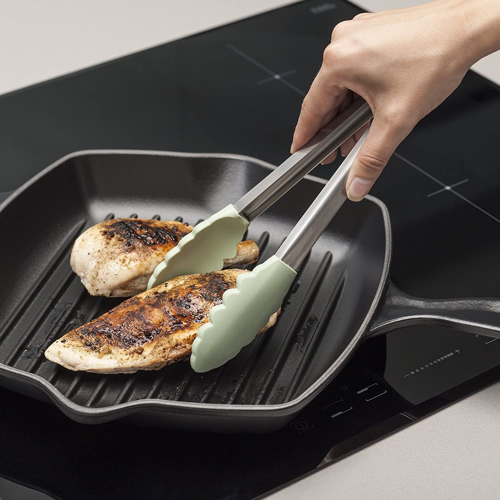 Zeal Silicone Kitchen Tongs Sage Green 26cm