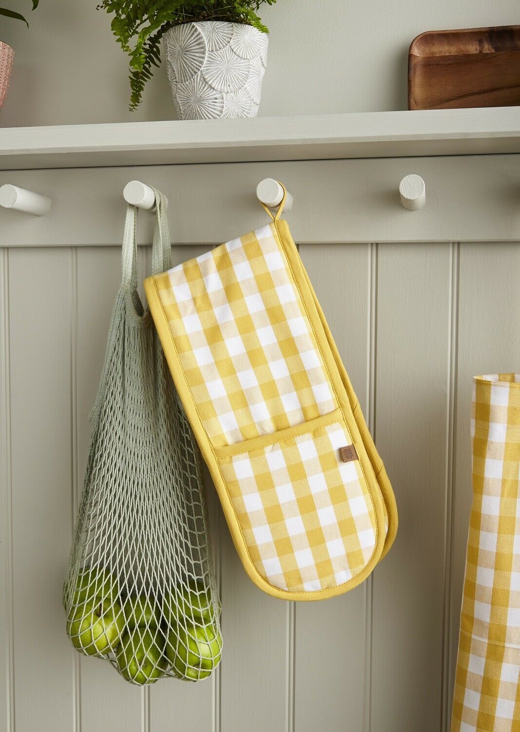 Ulster Weavers Double Oven Gloves Gingham Yellow