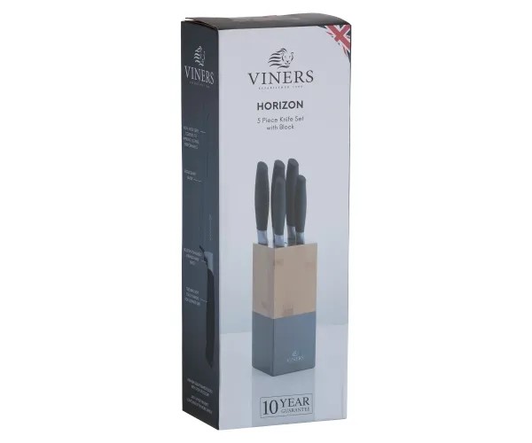 Viners Horizon Grey 6pc Knife Block Set