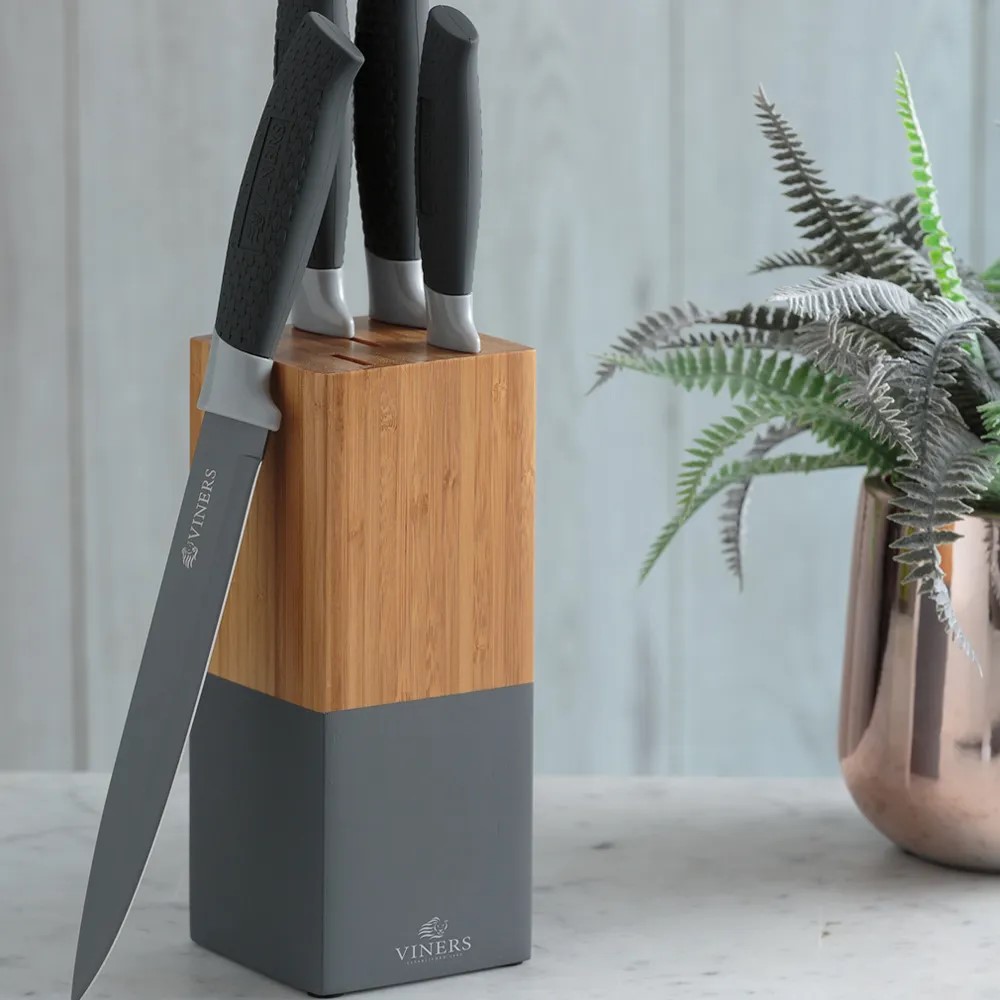 Viners Horizon Grey 6pc Knife Block Set